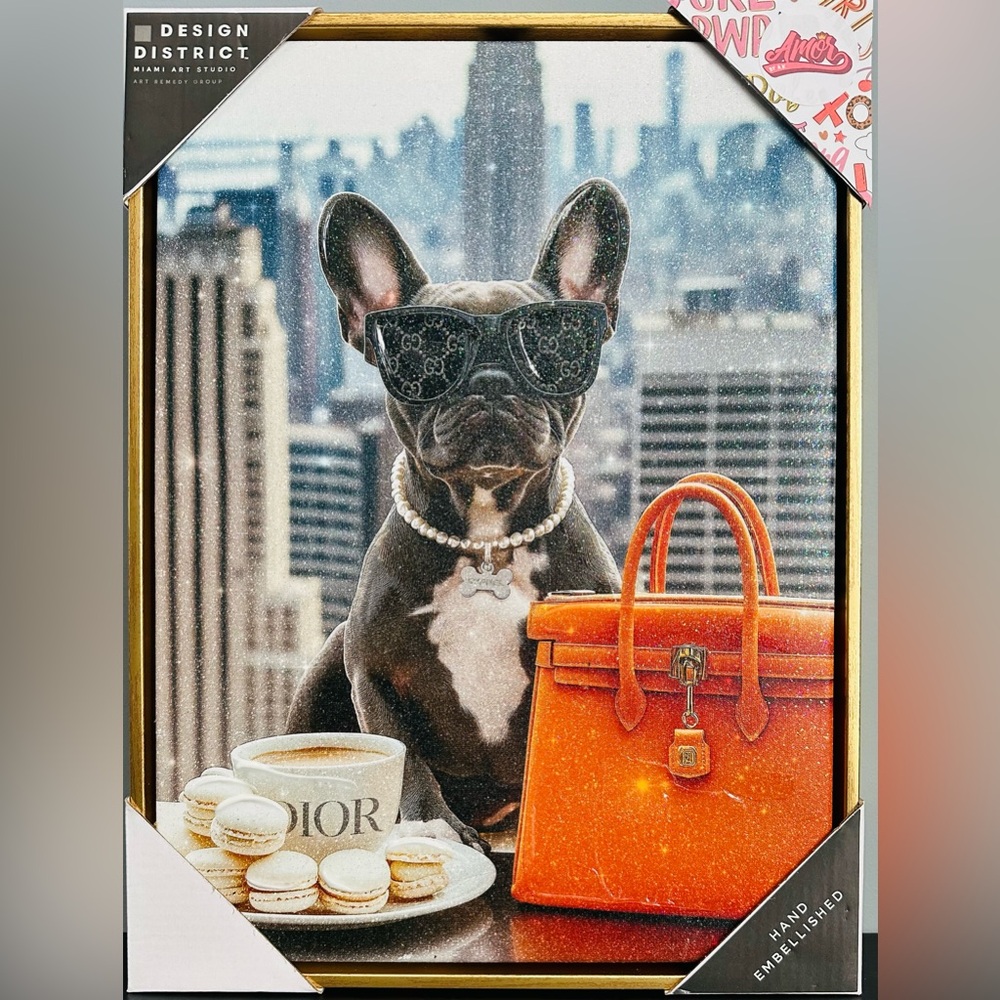 💎NWT Luxury Inspired French Bulldog Canvas Art | Fashion Dog Wall Decor 💕🐾